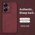 Lenuo For Realme C55 4G Sheepskin Leather Shockproof Case Luxury Matte Back Cover. 