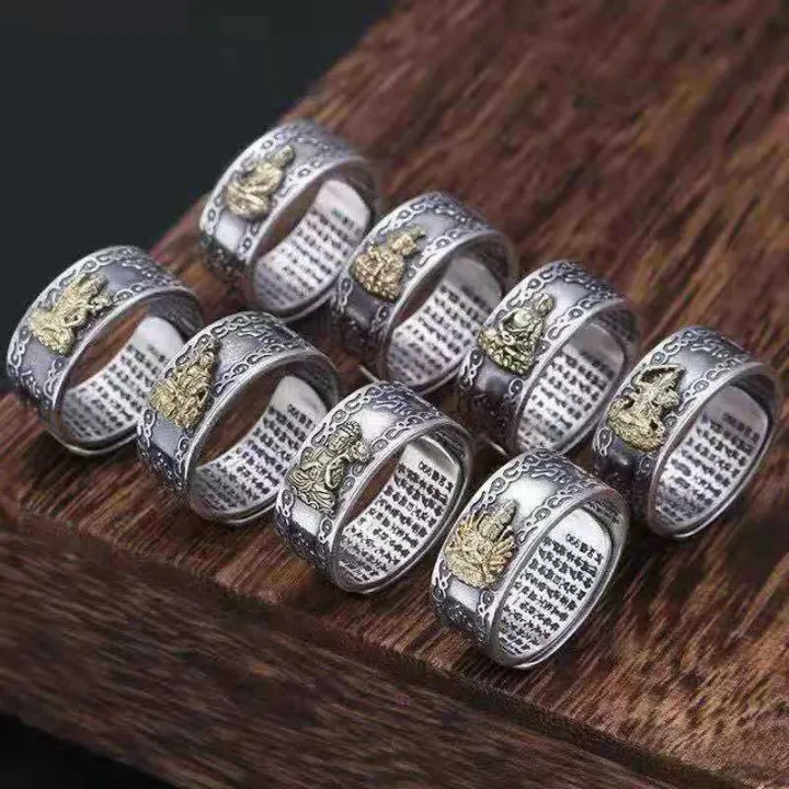 【Innovative design】Vintage Thai Silver Eight Guardian Ring Men's Year ...