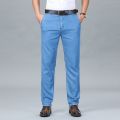 2023 New Spring Men's Light Blue Stretch Straight Jeans Business Casual Denim Pants Modal Fabric Trousers Male Brand.