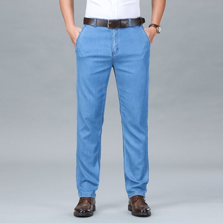 2023%20New%20Spring%20Men's%20Light%20Blue%20Stretch%20Straight%20Jeans%20Business%20Casual%20Denim%20Pants%20Modal%20Fabric%20Trousers%20Male%20Brand%20-%20Image%204