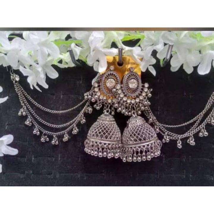 Beautiful Metal Earring With Stone / Jhumka Kaner Dul For Women