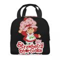 Strawberry Shortcake And Cat Thermal Insulated Lunch Bags Women Resuable Lunch Tote for Outdoor Camping Travel Storage Food Box.