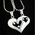 Couple Special Silver plated Dual Heart Pendant with Chain Rhodium Stainless Steel Pendant Silver Stainless Steel Pendant Set. 
