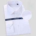 High Quality Cotton Men Dress Long Sleeve Shirt 2023 New Solid Male Plus Size Regular Fit Stripe Business Shirt White Blue.
