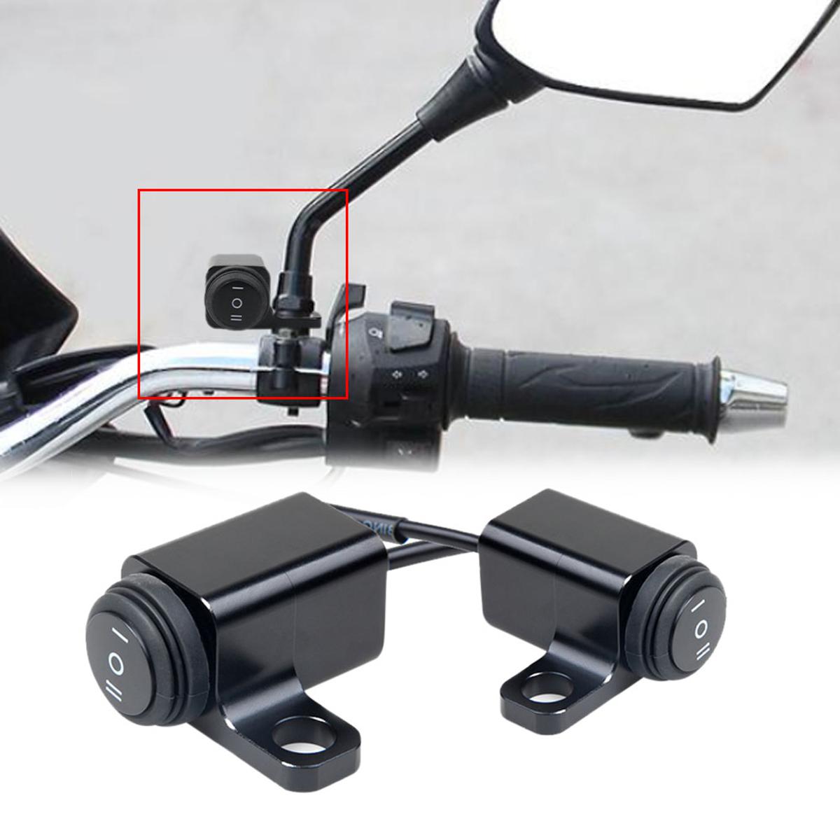 Motorcycle Waterproof Aluminium Alloy Switches 25mm Handlebar Headlight Switch and 3 Wires with Red Led Light