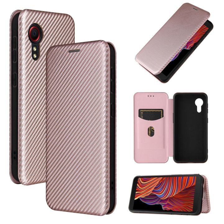 For%20Samsung%20Galaxy%20Xcover%205%20Phone%20Case%20Carbon%20Fiber%20Card%20Slots%20Flip%20Cover%20Magnetic%20Closure%20Protection%20Cellphone%20Cases%20Shell%20-%20Image%204