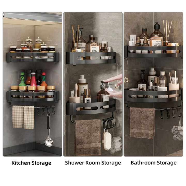 Migeet%20Bathroom%20Kitchen%20Shelf,%20Adhesive%20or%20Screws%20Wall%20Mounted%20Shower%20Shelving%20with%208%20Movable%20Hooks,%20Hydronalium%20rust-free%20Space-Aluminum%20Storage%20Organizer,%20Black,%20Set%20of%202%20-%20Image%203