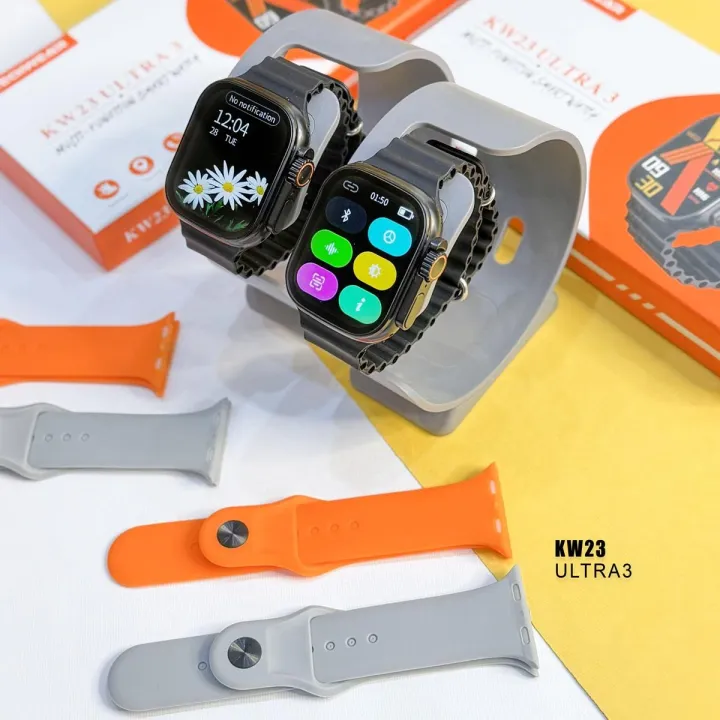KW23%20Ultra3%20Smartwatch%203straps%20Aluminum%20Body%20Blody%20Blood%20Pressure%20Monitor%20Wireless%20Charging%20Supported%20-%20Image%202