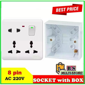 8 Pin Socket No Box (220V/240V 16A ) Multi Function Universal Wall Socket