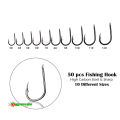 50 pcs x Flat Head Fishing Hook Size 3-12 Iseama High Carbon Steel Strong Sharp Barbed Fish Hooks. 