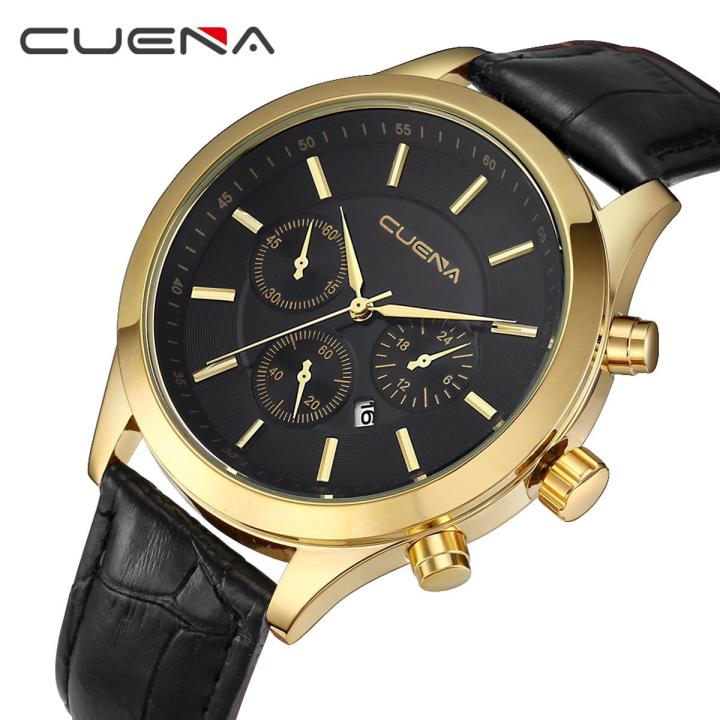 CUENA Watches Men fashion watch luxury brand Quartz Watch Leather Blet Mens Watches Clock