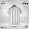 GoodMan Premium Quality White Color Solid Cotton Short Sleeve T Shirt for Men..