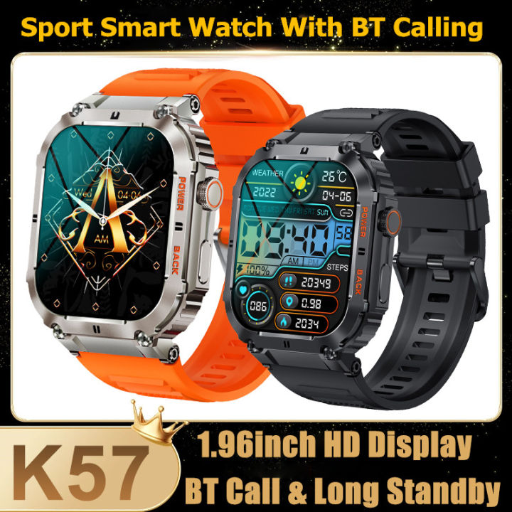 K57 Pro Outdoor Smart Watch 1.96inch Screen Bluetooth Call Long Standby Heart Rate IP68 Waterproof Sport Tracket Smartwatch Men