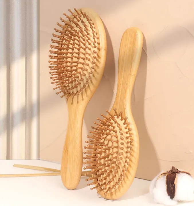 ANGEL Premium Eco-Friendly Wooden Hair Comb and Bamboo Massage Brush Set - Natural Hair Care & Styling Tools for Healthy, Frizz-Free Hair