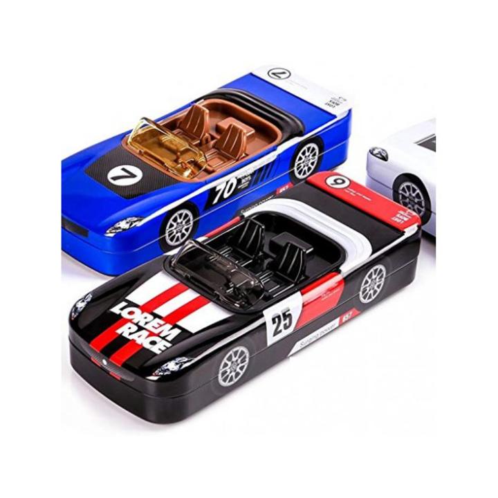 Metal Car Shaped Pencil Box case with Wheels & Movable car Seats Pencil Box