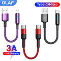 0.25m Short USB Charger Cable Type C Micro USB Cable 3A Fast Charging For Power Bank Huawei Xiaomi USB C Cable For iPhone 15. 