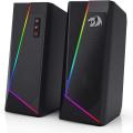Redragon GS520 RGB Desktop Speakers, 2.0 Channel PC Stereo Speaker with 6 Colorful LED Modes, Enhanced Sound, White/Pink.