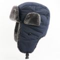 【happy one】Badge Russia Ushanka Hat Waterproof Bomber Hats Trapper trooper Winter Faux Rabbit Fur Snow Caps.