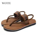 WOTTE Sandals Men Sandalias Hombre Gladiator Sandals for Male Summer Roman Beach Shoes Flip Flops Slip Flats Slippers Slides. 