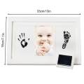 Baby Handprint Kit By Little Hippo - Newborn Baby Picture Frame (WHITE) Non Toxic INK! Baby Footprint Kit Best Baby Shower Gifts! Perfect For Baby Boy Gifts And Baby Girls Gifts. 