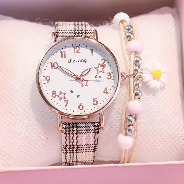 【The hottest this year】 Watch Schoolgirl Korean Style Simple Unicorn Cute Young Girls Girlfriends Starry Sky Luminous Quartz Watch