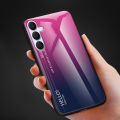 Biruiqu For Samsung Galaxy S25 FE Gradient Tempered Glass Back Soft Silicone Edge Case Cover. 