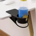Anti-Spill Cup Holder Clamp Table Side Water Cup Holder for Workplace Home Desk Computer Desk Side Cup Holder White. 