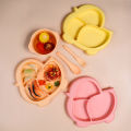 Cartoon children's dinner plate plastic compartment baby meal plate baby food bowl fork spoon feeding tableware food compartment set. 