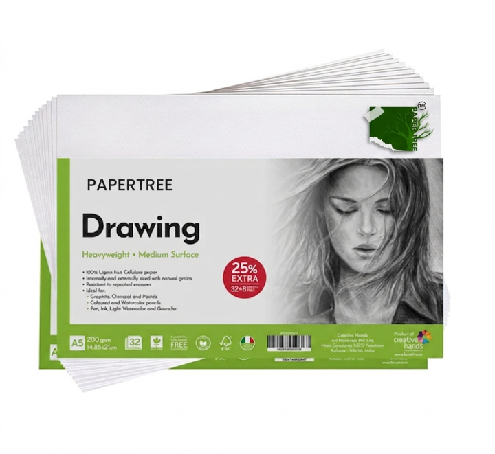 Papertree Sketching & Drawing Papers 200 GSM A5, 40 Sheets