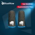 [Sliver+Carbon Fiber] BlueWow Finger Sleeve Gaming Superconducting Carbon Fiber for PUBG Mobile Games Contact Screen Ultra-thin and Durable Finger Gloves for Gaming. 