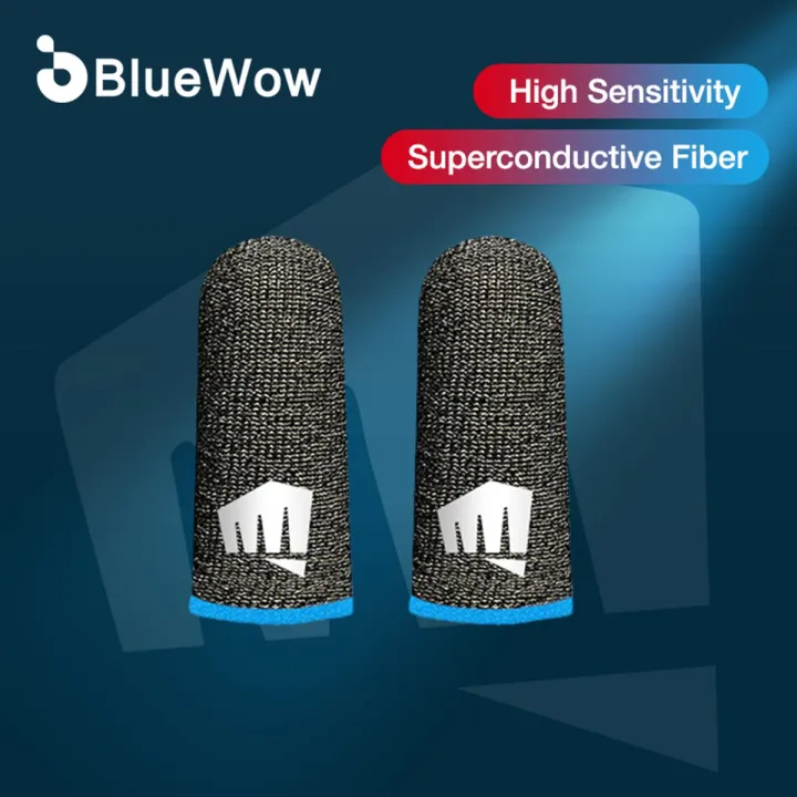 [Sliver+Carbon Fiber] BlueWow Finger Sleeve Gaming Superconducting Carbon Fiber for PUBG Mobile Games Contact Screen Ultra-thin and Durable Finger Gloves for Gaming