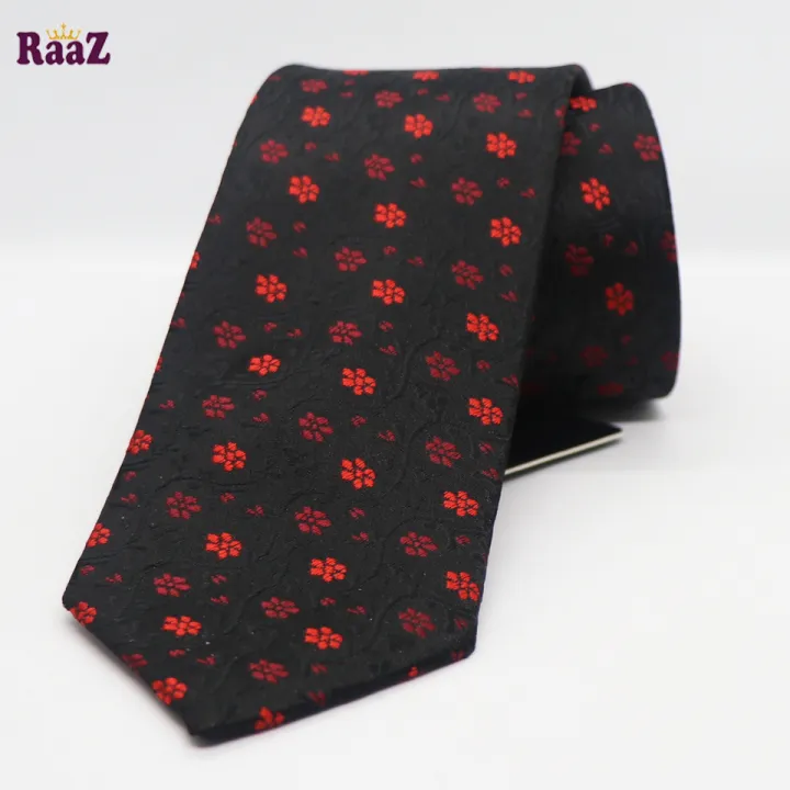 Black%20Red%20Small%20Flower%20Embroidery%20Design%20Formal%20Tie%20For%20Men%20-%20Image%202