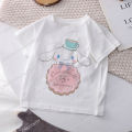 Cinnamoroll Children T-shirt Kawaii T Shirt Sanrio Anime Cartoons Children Casual Clothes Tee Shirt Kid Girl Boy Fashion Y2K Top.