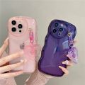 Suitable for iPhone 11 15 14Plus 12 13 Pro Max X XR Cute 3D Love Keychain Case Wave Transparent Soft Phone Case. 