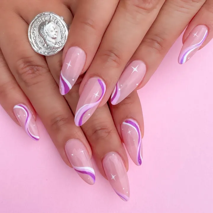 24pcs%20French%20Almond%20Head%20False%20Nails%20White%20Line%20Cross%20Set%20Nails%20Full%20Coverage%20Art%20Press%20on%20Nail%20with%20Nails%C2%A0Accessories%20T%20-%20Image%204