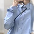 Spring Clothes for Women 2024 New Blue Color Shirt Women's Design Sense Niche French Shirt Long Sleeve Early Spring chic Top.
