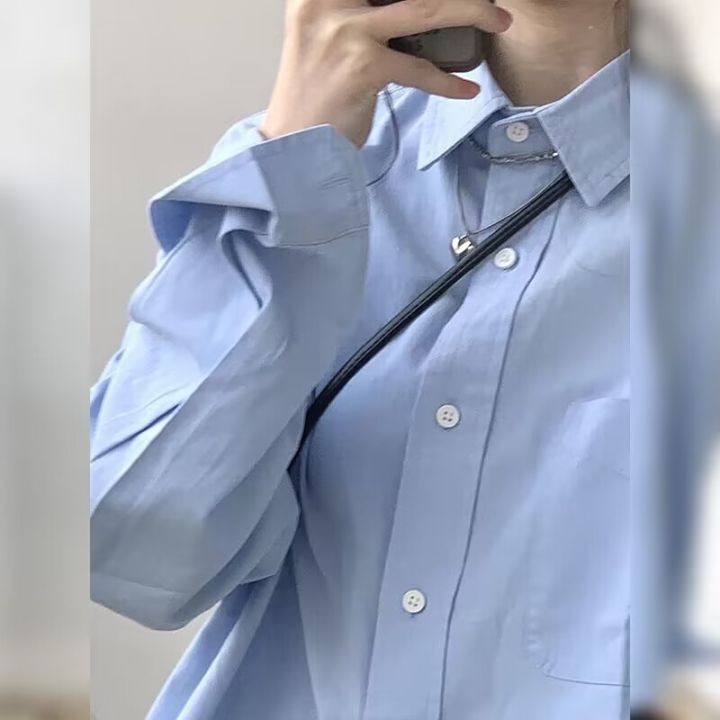 Spring%20Clothes%20for%20Women%202024%20New%20Blue%20Color%20Shirt%20Women's%20Design%20Sense%20Niche%20French%20Shirt%20Long%20Sleeve%20Early%20Spring%20chic%20Top%20-%20Image%203