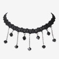 Black Flower Rhinestone Choker Necklace Women.