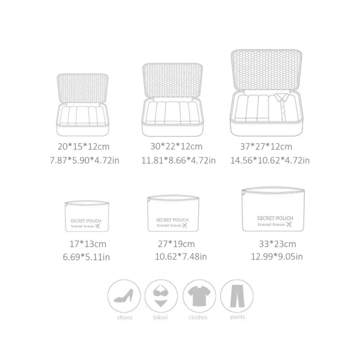 6%20Pcs/Set%20Square%20Travel%20Luggage%20Storage%20Bags%20Clothes%20Organizer%20Pouch%20Case%20-%20Image%209