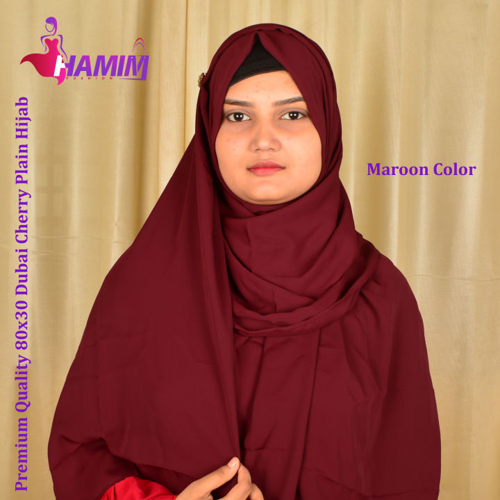 Premium%20Quality%20Full%20Coverage%20(80x30)%20Dubai%20Cherry%20Georgette%20Hijab%20For%20Women%20-%20Image%202
