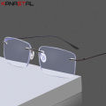Men Cut Edge Eyeglasses Frames Elderly Double Light Eyewear Optical Blue Light Blocking Lens Myopia Prescription Reading Glasses.
