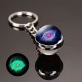 Glow In The Dark Solar System Planet Key Chain Nebula Luminous Key Ring Moon, Earth, Sun, Double-sided Glass Ball, Keychain Gift. 