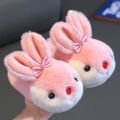 Children Winter Thick Slippers Kids Cotton-padded Shoes Baby Indoor Warm Slippers Girls Cute Cartoon Rabbit Animal Shoes Slides. 