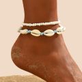Boho Summer Ocean Beach Adjustable String Anklets Macrame Mussel Sea Shell Cowrie Beaded Chain Ankle Bracelet on Leg for Women. 