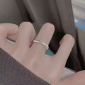 Light Luxury Fashion Silver Color Line Cross Design Ring Simple Opening Adjustable Index Finger Ring Wedding Jewelry Gener. 