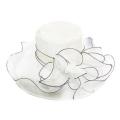 Floral Organza Wide Brim Church Kentucky Derby Fascinator Lady Tea Party Sun Beach Hat Women elegant Cap. 