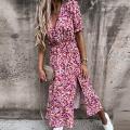 Sexy V Neck Autumn Party Dress Women Elegant Gorgeous Floral Prints A-Line Dress Fashion Long Sleeve Slit Long Dresses Vestidos. 