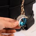 Cute Rhinestone Crystal Blue Water Drop Dolphin Keychain Marine Animal Key Chain Key Ring Holder Pendant Keyring. 