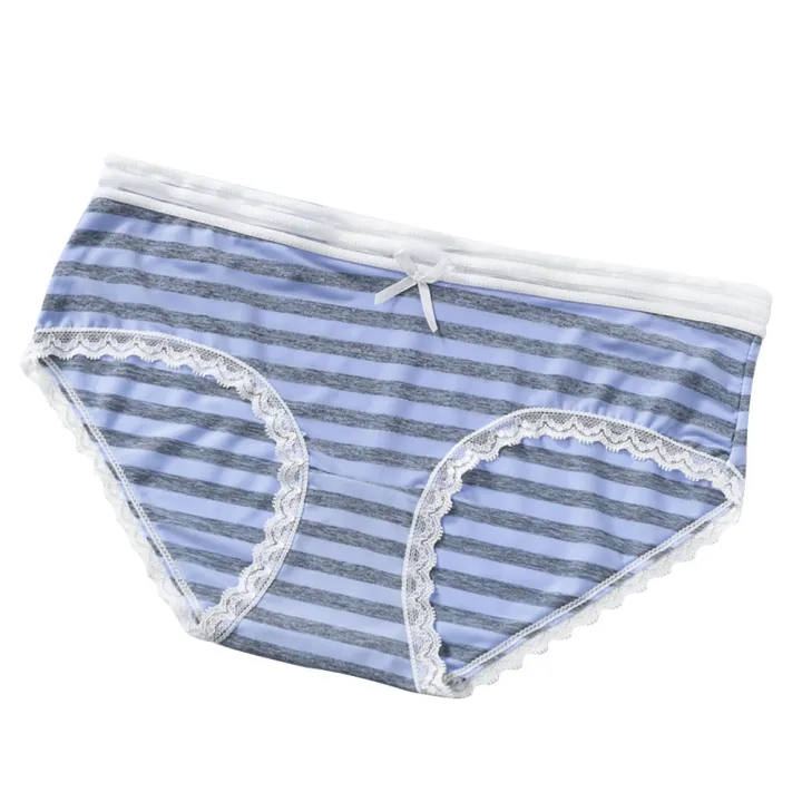 Women%20Cute%20Stripe%20Panties%20Comfy%20Cotton%20Lace%20Trim%20Bikini%20Briefs%20Bowknot%20Stretch%20Underwear%20Panty%20-%20Image%202