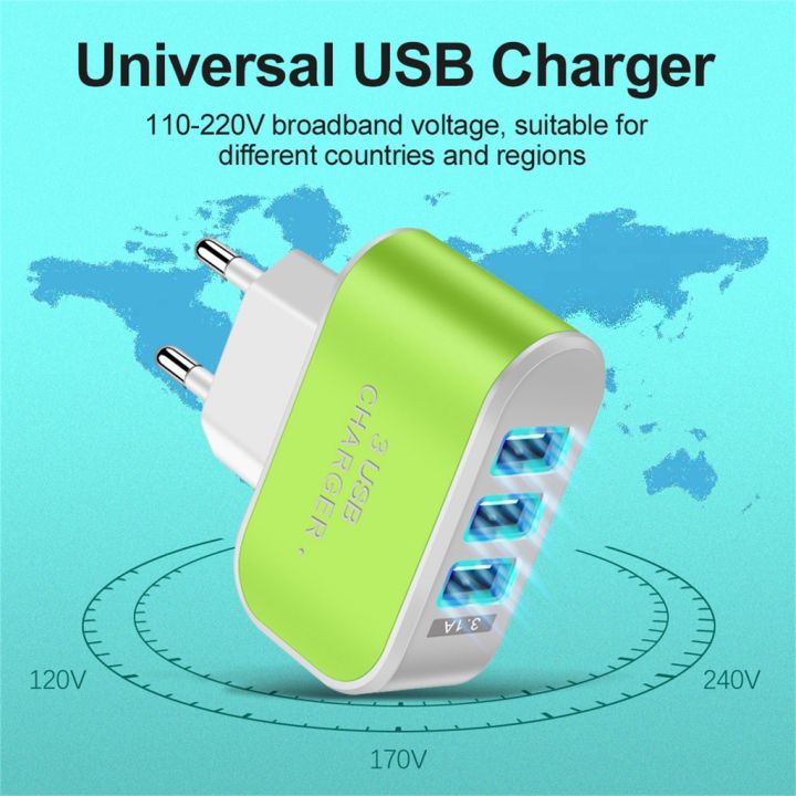 【Ready Stock+FREE Shipping+COD】3USB Type-C Multi-port Charger 3-ports Fast Charging Head Universal USB Direct Charger Power Adapter